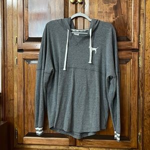 Light Gray/Grey and White Lightweight Hoodie